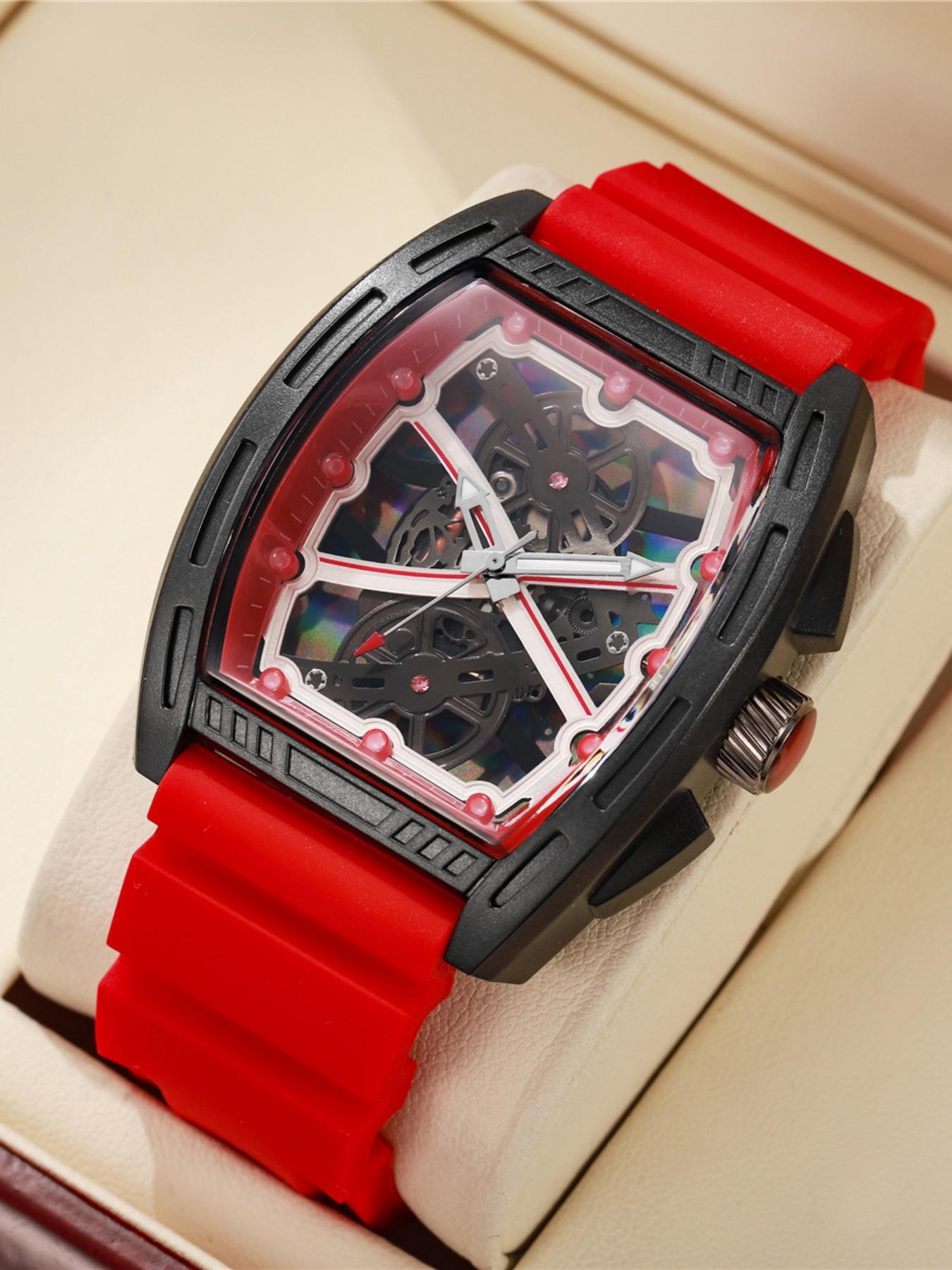 Stylish Men's Watch with Colorful Silicone Strap, Waterproof Analog Quartz Watch, Perfect Gift for Father's Day, Christmas, Birthday, Casual Wristwatch