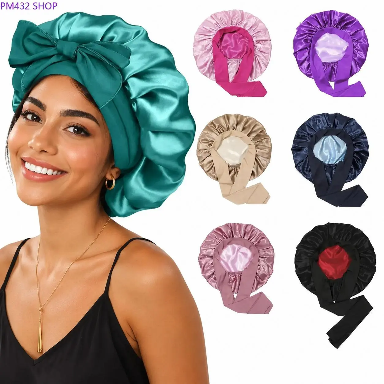 Women’s Satin & Silk Sleep Bonnet – Double-Layer Hair Cap with Elastic Tie, Night Cap for Curly Hair, Heatless Styling & Hair Protection, Soft Silky Haircare Accessory for Sleeping & Daily Use