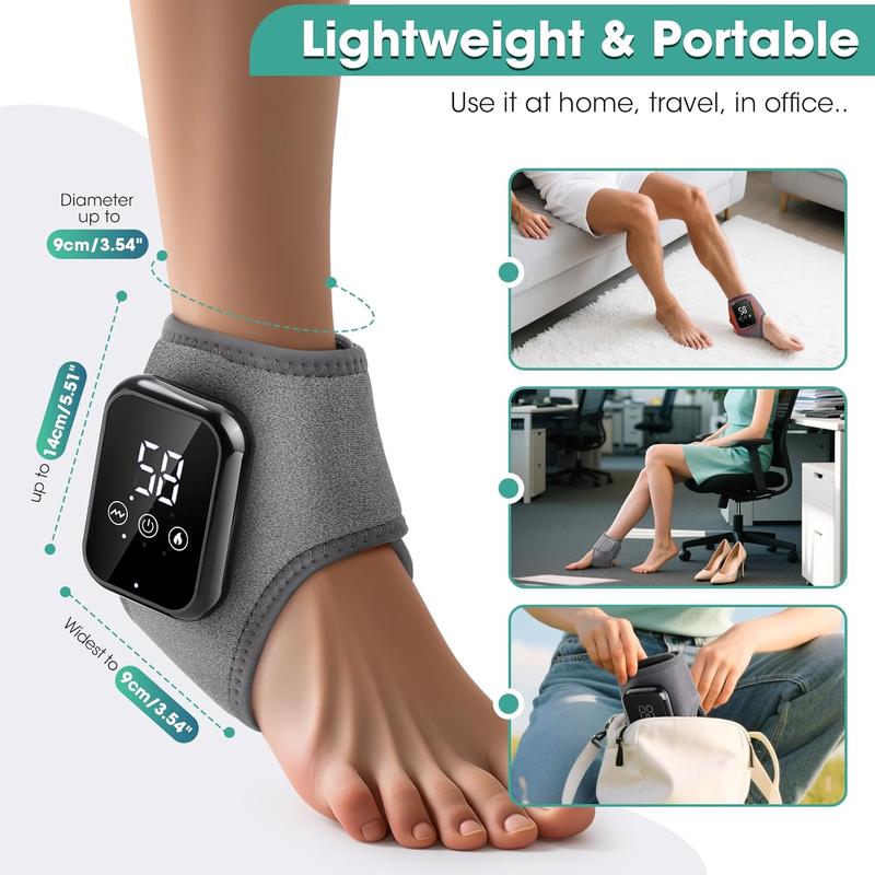 Heated Ankle Massager with Vibration, 3 Heating Levels, Foot Massage Device, Ankle Heating Pads, Heated Ankle Wrap for Sports Relax Home/Travel, Relaxation Aid