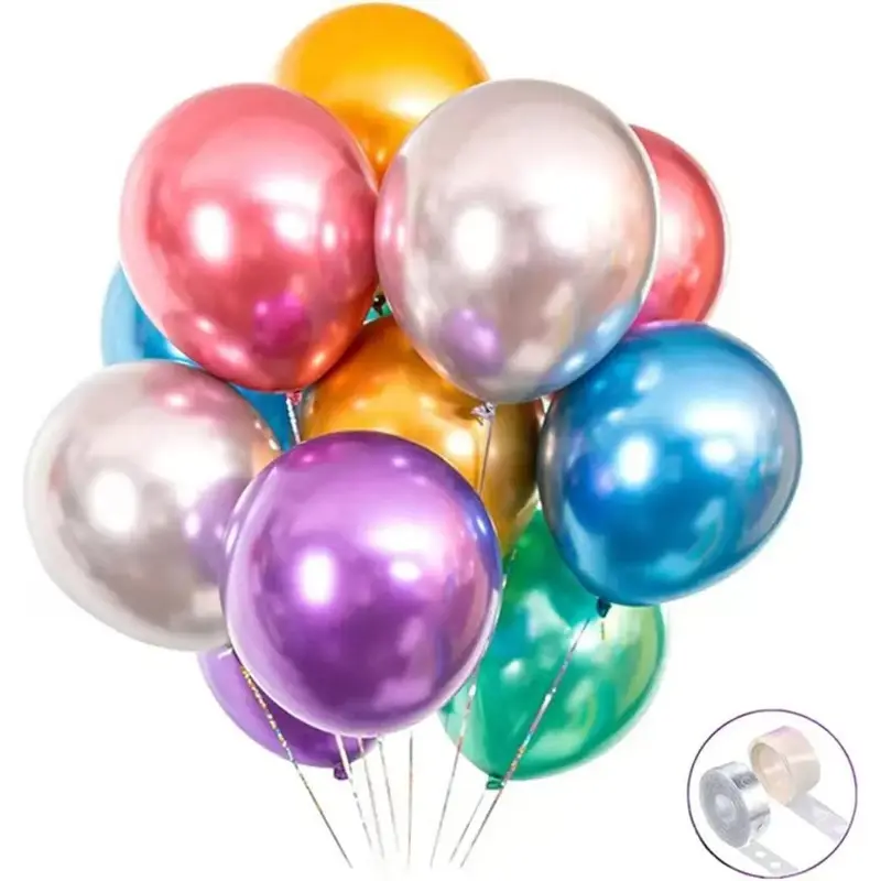 Colorful Party Balloons 100 count 12inch Chrome Metallic Helium Balloons for Birthday Party Decoration and Arch Decoration Wedding Birthday  Shower Christmas Party