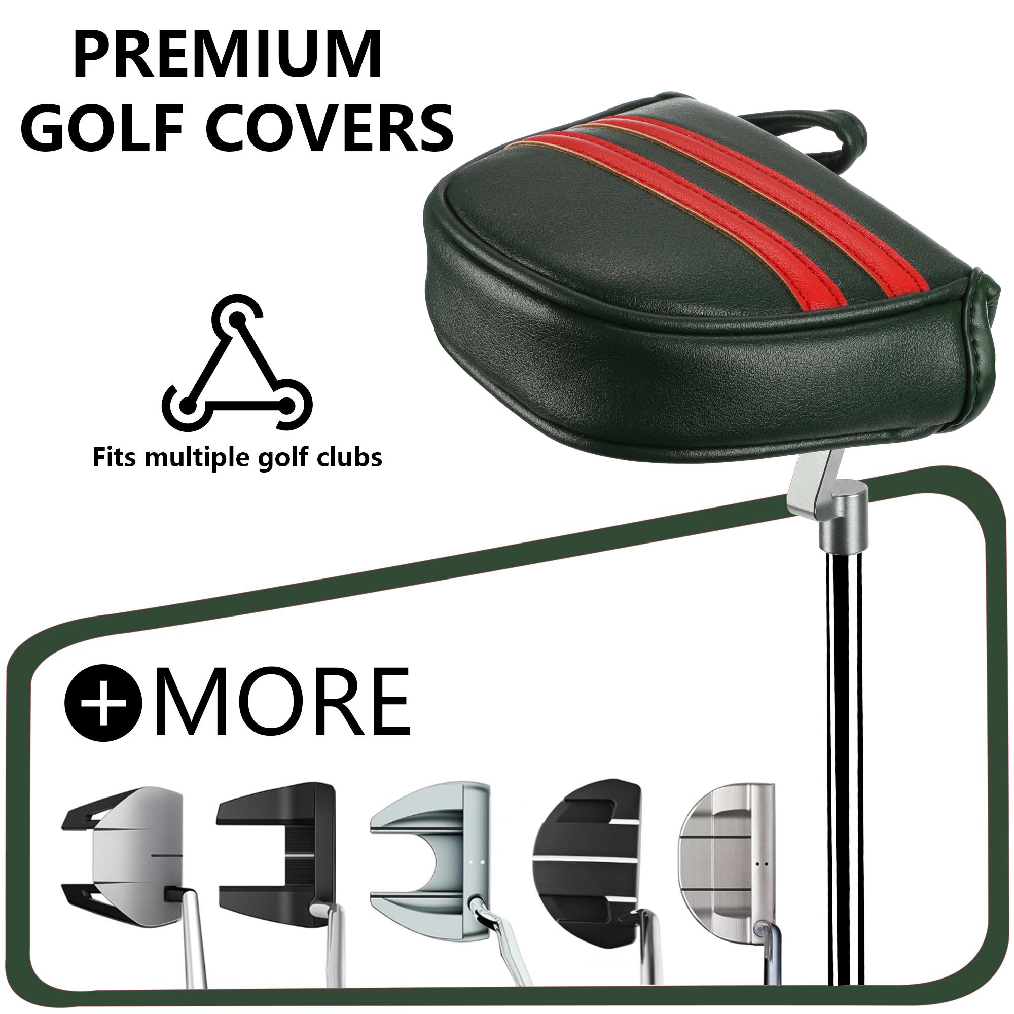 Golf Putter Cover,Magnetic Closure Design,Suitable for various mallet-style putters,Available in 5 colors,Durable golf club accessory.
