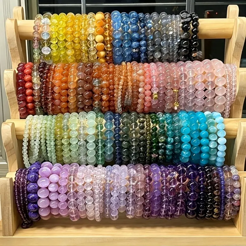 26Pcs Elegant Handcrafted 8mm Glass Beaded Elastic Bracelet Set - Gift for Friends & Family, Versatile for Daily Wear And Gifting, All Seasons Jewelry (Mixed Color), for Teenager
