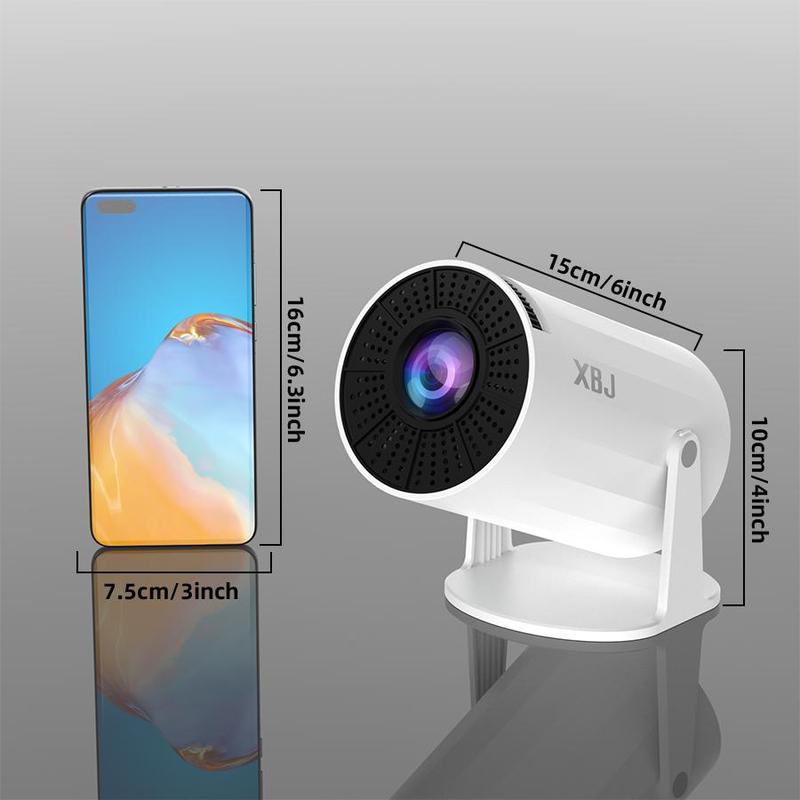 XBJ Mini Portable Projector with Wifi and BT5.2, Support 1080P, Manual Keystone Correction, 180° Rotation, Suitable for Outdoor/Bedroom Audio Viewing,Christmas Gift