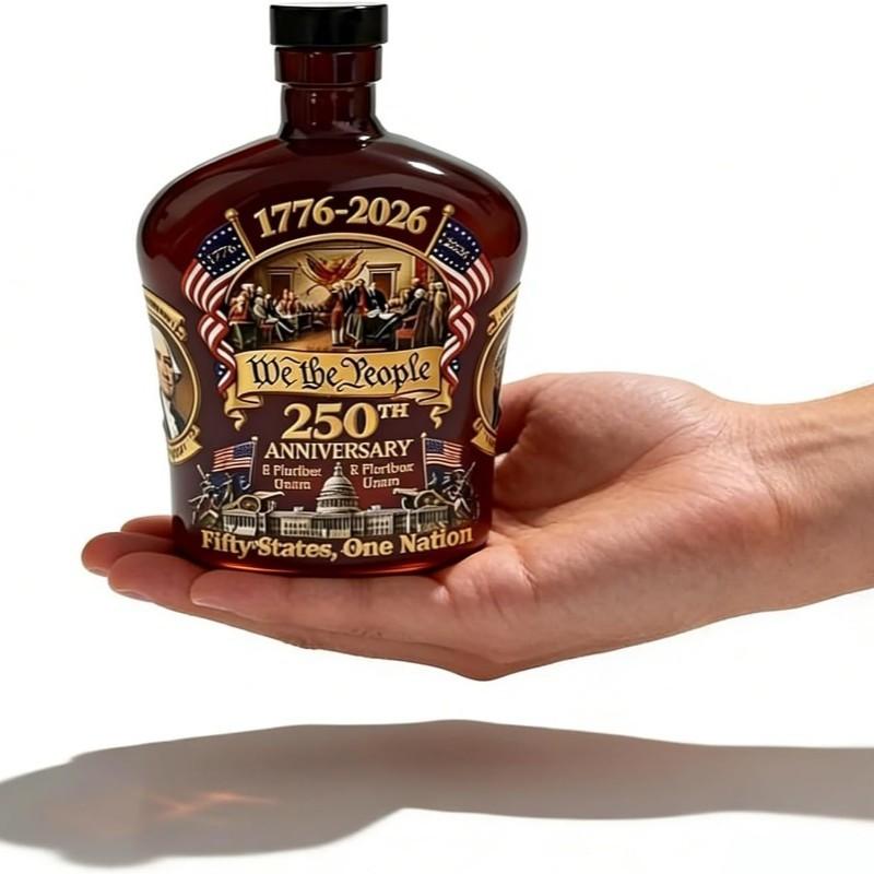 U.s. 250th Anniversary Commemorative Whiskey Bottle, Personal Reserve Glass Decanter, Ideal for Whisky, Bourbon, Scotch, Wine