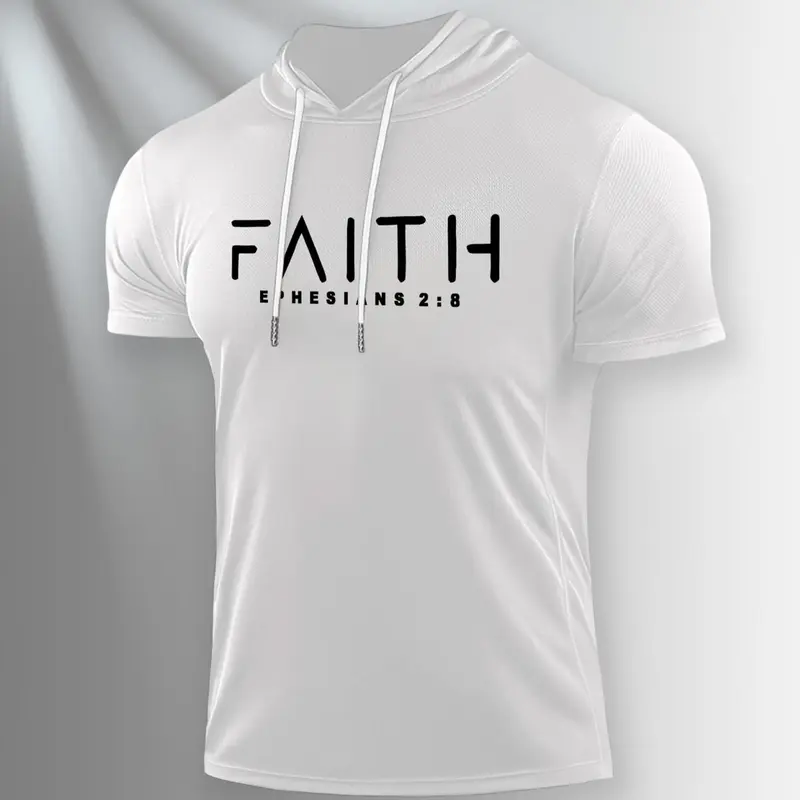 Men's Hooded Graphic T-Shirt for Casual Summer Wear, Fitted Design with Moderate Fabric Thickness, Stylish H Type Silhouette, Casual Print Clothes