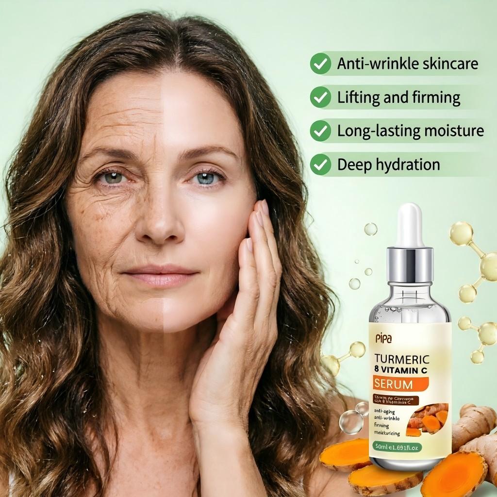 Turmeric Vitamin C Brightening Essence, Anti-Wrinkle, Whitening, Hydrating, Firming, Fade Acne Scars, 50ML Daily Skincare
