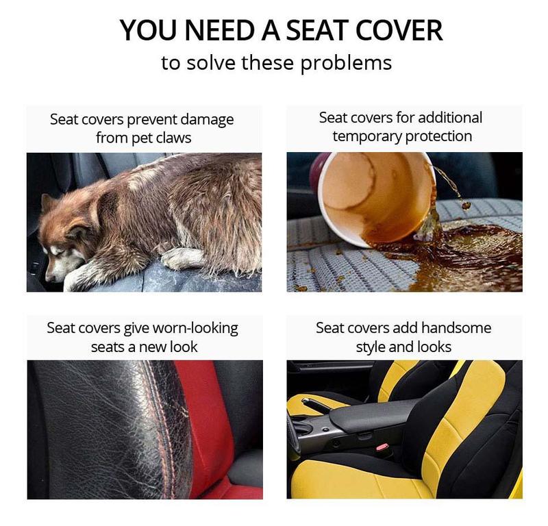 5-Seater Cute Car Seat Covers Universal, Fabric Stylish Car Seat Protectors for Front & Rear Seats, Airbag Compatible, Fits Most Cars SUVs & More, Car Interior Accessories