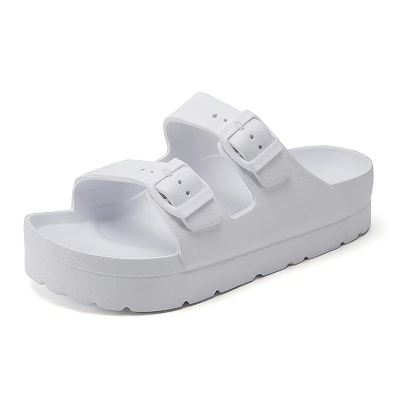Women's Lightweight Comfort Soft Platform Slides EVA Adjustable Double Buckle Slide Sandals Summer Beach Slippers Non-Slip Shower Shoes Walking shoes Footwear  Tsinelas Flip Flops Girl platform sandals wide feet sandals boho style sandals Flatform