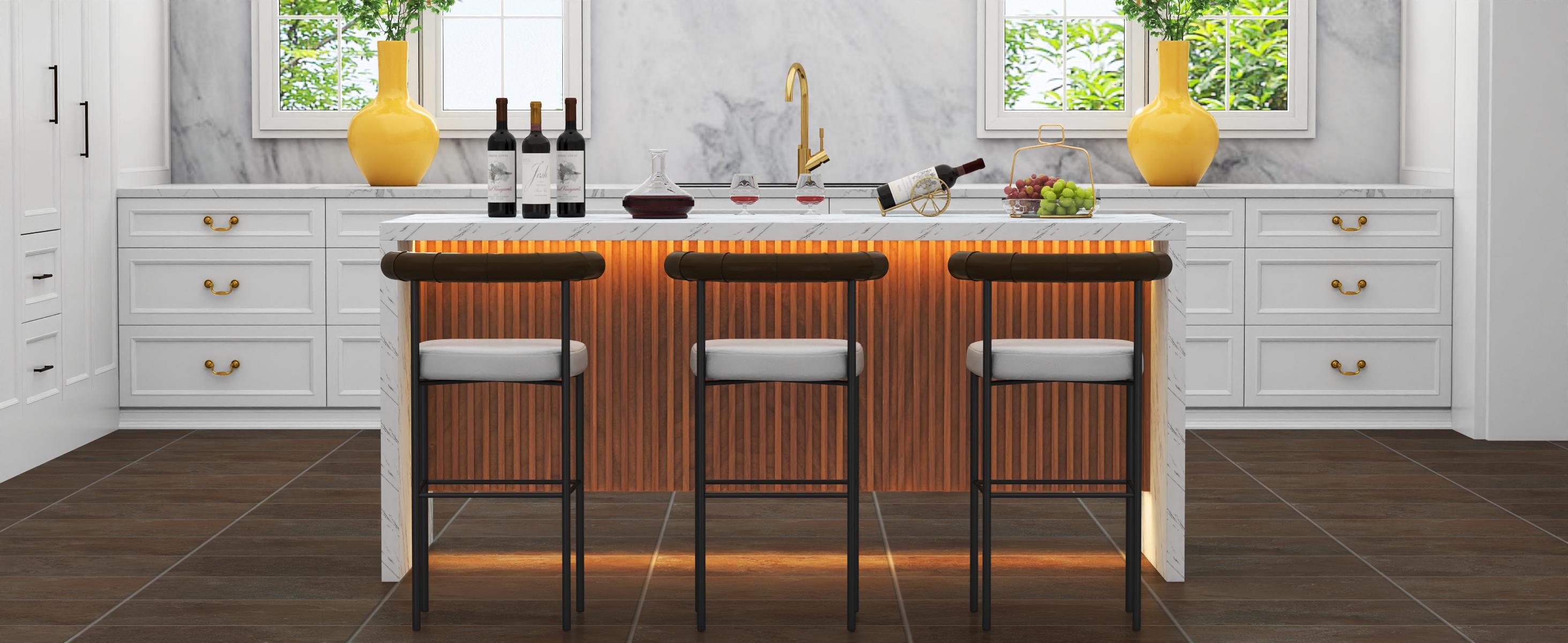 71" Large Imitation Marble Dining Table for 6-8 People, Island Table with LED Lights, Mordern Marble Stripes Kitchen Dining Table with Grille design 71" Large Imitation Marble Dining Table for 6-8 People, Island Table with LED Lights, Mordern Marble Stripes Kitchen Dining Table with Grille design