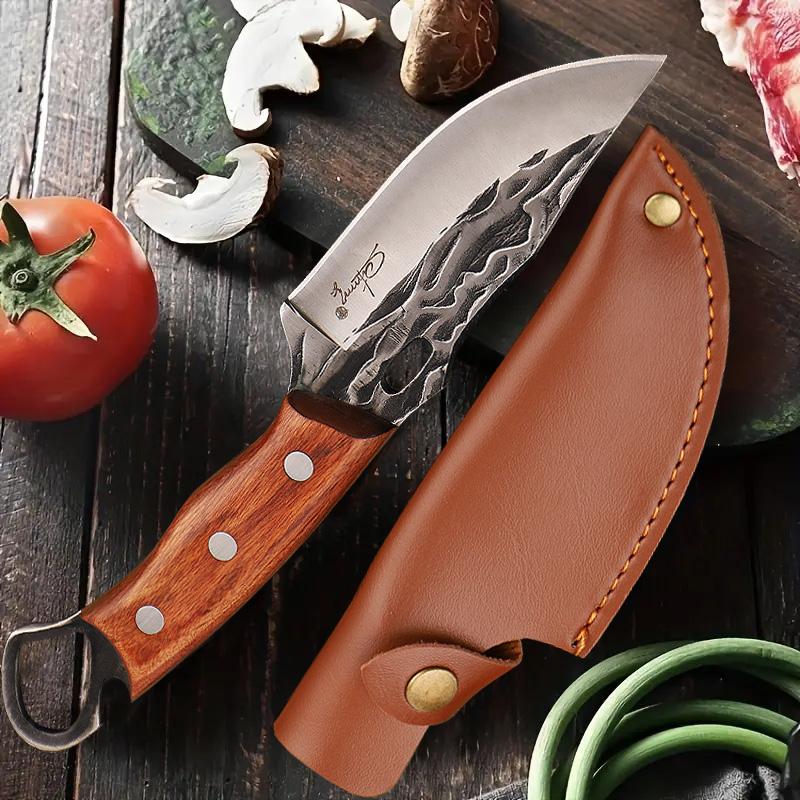 Super sharp stainless steel fixed blade, chef's boning knife, portable and durable, easy to use, suitable for home kitchen, outdoor camping barbecue,, the best gift for Valentine's Day.