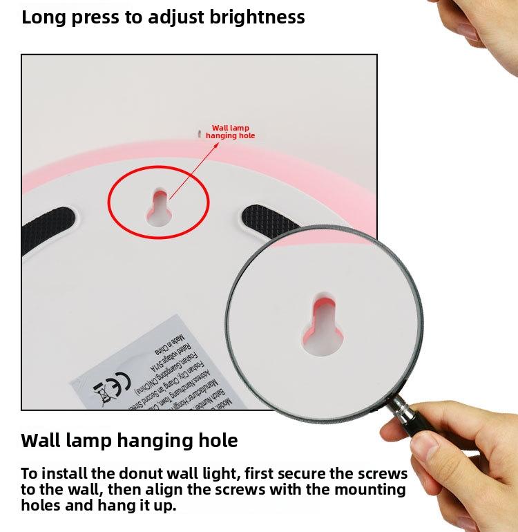 Modern Minimalist Donut Table Lamp, Rechargeable Three-Tone Dimmable RGB Wall Light, Bedroom Bedside Desk Hallway Ambiance Nightlight