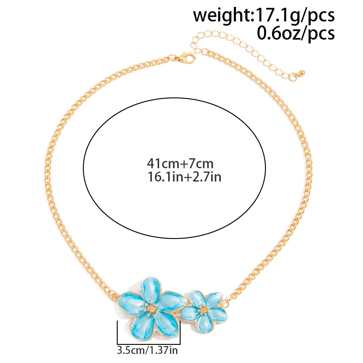 CYL&RY Y2K Double Flower Pendant Necklace for Women, Dainty Cable Chain with Pink/White/Blue Floral Charms, Perfect for Beach Vacations, Summer Outfits, Date Nights and Elegant Gatherings, Date Nights, Bridal Events Daily Wear