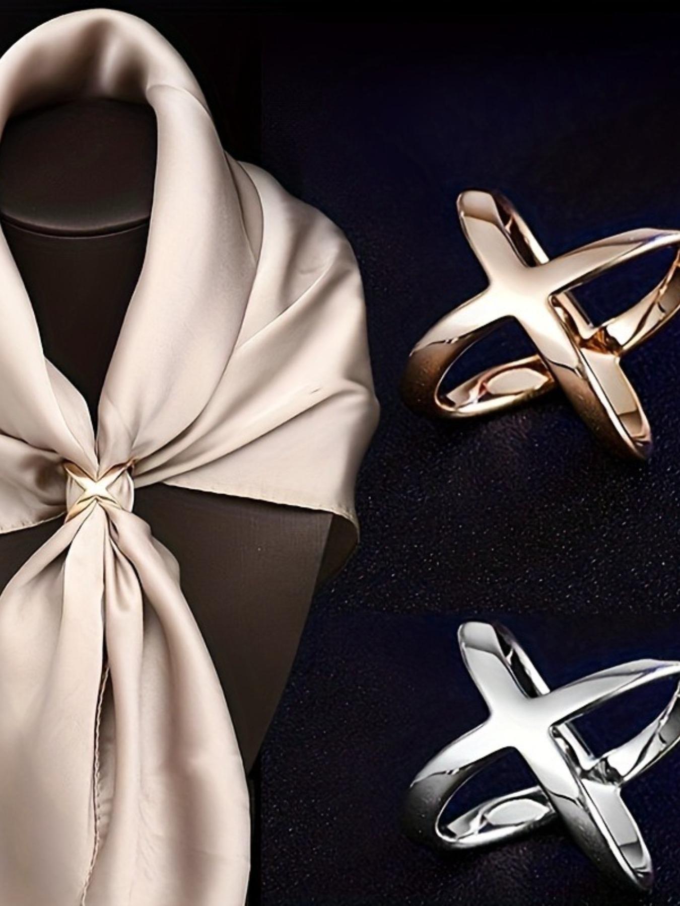 X Shaped Scarf Clip, Fashionable Cross Design Scarf Holder, Casual and Versatile Scarf Accessories for Women & Men, Trendy All-match & Exquisite Scarf Holder for Birthday Gift, Cinch Clips, French Pin