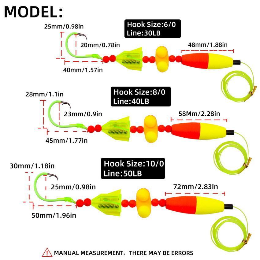 5PCS Santee Cooper Style Catfish Rig Fishing Equipment - Rattle Peg Floats, 6/0 8/0 10/0 Circle Hooks, Ideal for Lake & River Fishing Catfish-Specific Tackle