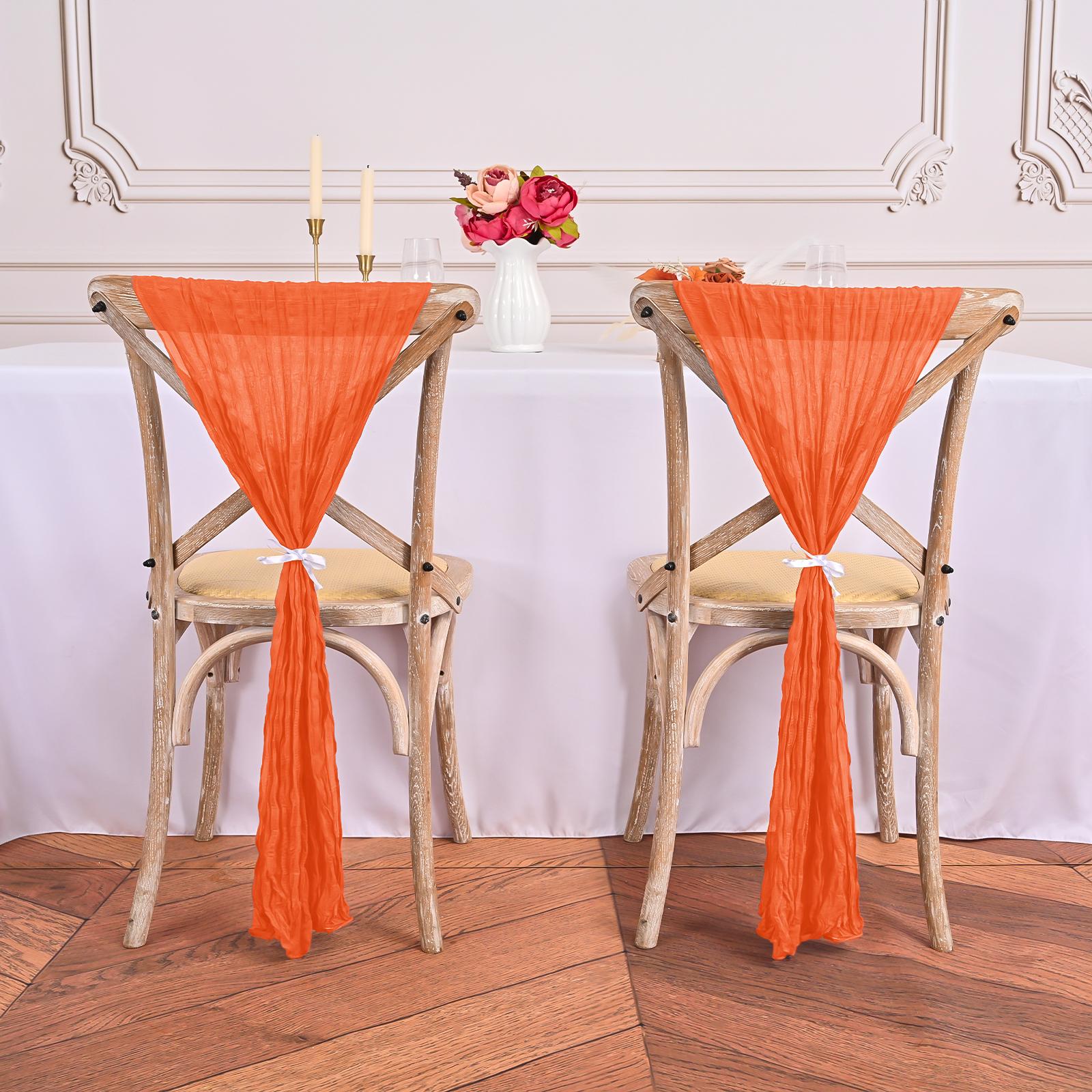 50/60PC 16x70inch Chair Sashes Cheesecloth Sashes Rustic Chair Decorative Bows Designed ChairCover for Wedding Banquet Party Aisle Home Kitchen Decoration