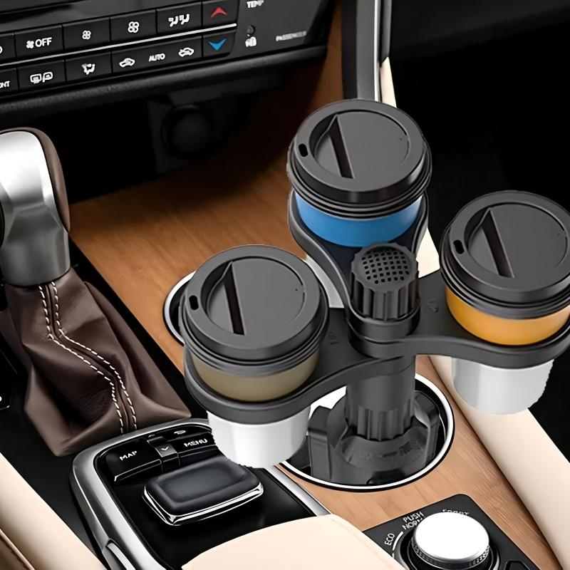 Multi functional 3-in-1 car cup holder extender, 3-layer car cup holder recessed extender adapter, with adjustable base, 360 degree rotating beverage and coffee cup holder, compatible with small/medium cups