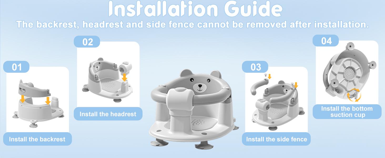 Baby Bath Seat for Babies 6 Months & up,Non-Slip Toddler Bath Seats for BabiesSitting Up, Safe Infant & Newbom BathtubChair with 4 Suction Cups & Soft Cushion forShower,Gray Gifts Care kids room furniture