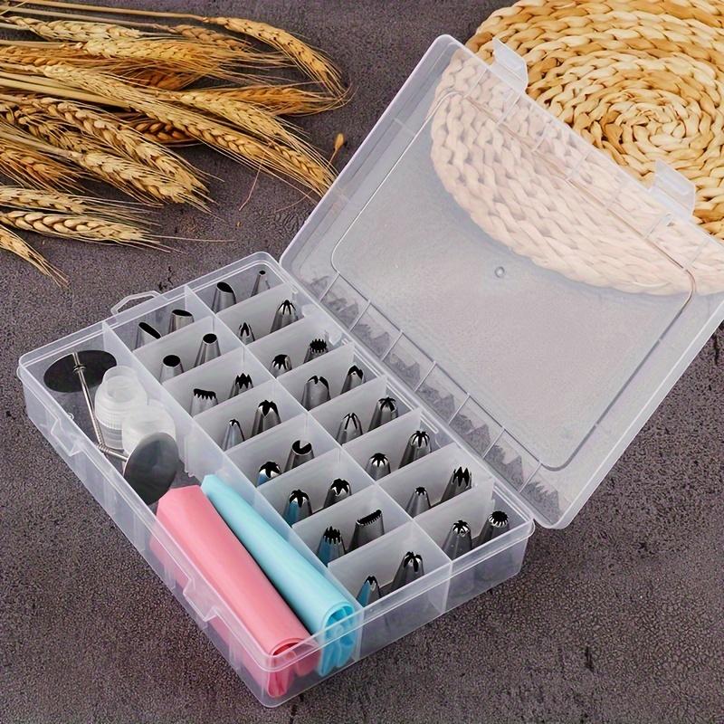38pcs/set Piping Nozzle & Box Set, Simple Piping Tip & Storage Box For Baking Including 32 Mounting Tips + 2 Mounting Nails + 2 Mounting Bags + 2 Converters)