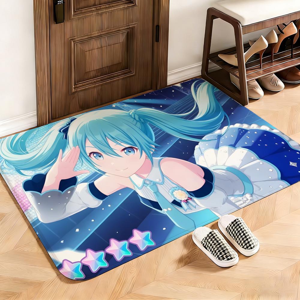 Music Hatsune Miku Floor Mat This soft flannel mat provides a cozy Soft flannel mat with quick water absorption, non-slip and durable. Easy to clean, ideal for bathroom and entryway use.