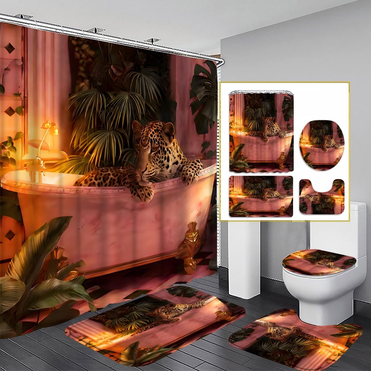 Sun & Moon Pattern Patchwork Shower Curtain Set, Colorful Bathroom Curtains with 12 Hooks, Ideal for Home Hotel Salon Dormitory, Bathroom Supplies