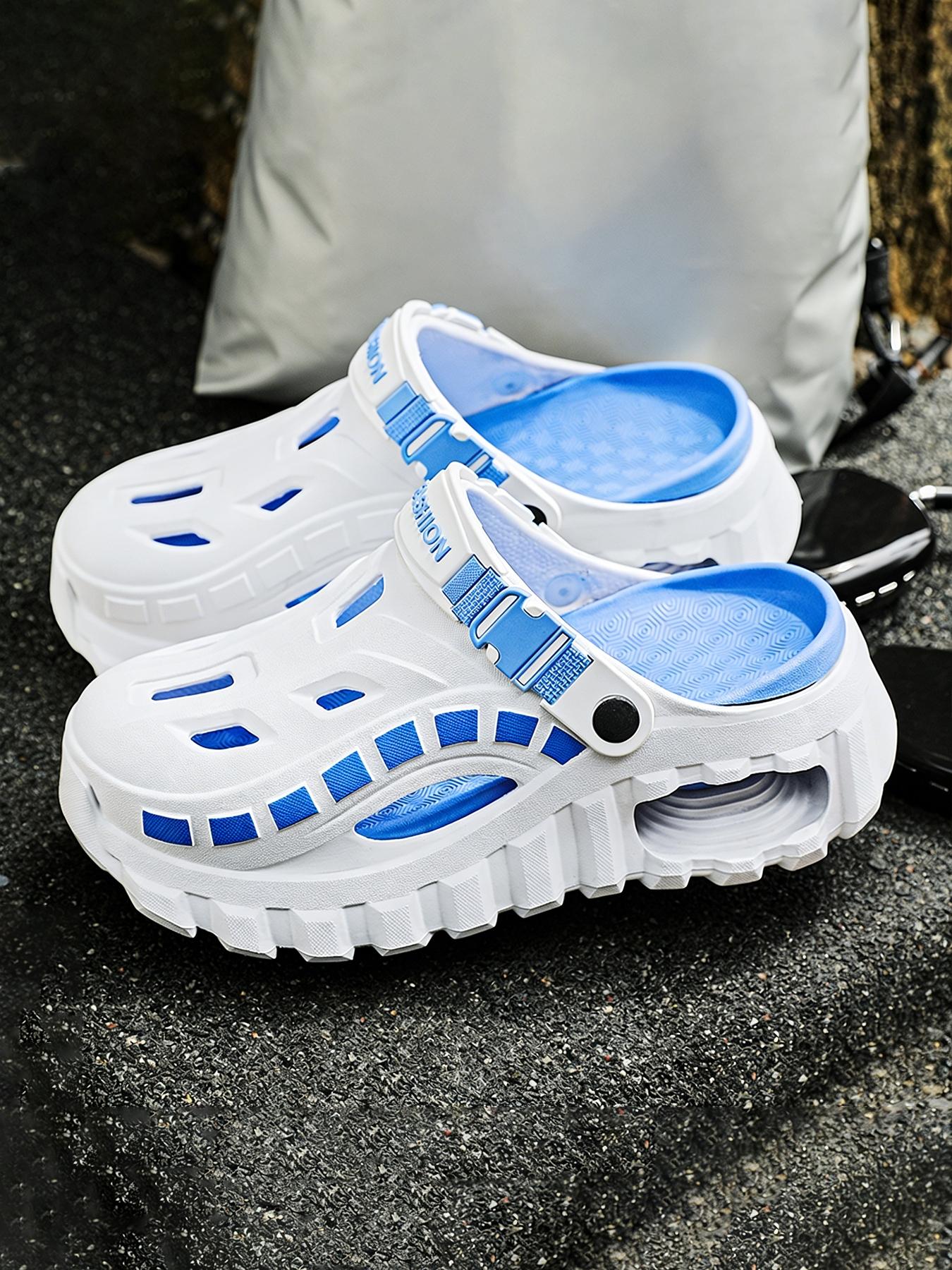 Men's Summer Outdoor Breathable Nonslip Thick Sole Non-Slip Lightweight Open-Toe Slippers, Casual Beach Sandals, Versatile Comfortable Hole Shoes, Textured Design Clogs