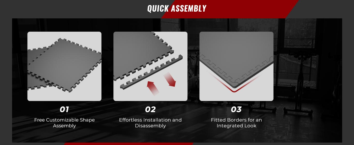 SUPERJARE 0.79 Inch Gym Flooring for Home Gym,  Exercise Equipment Mats with Rubber Top, Interlocking Rubber Floor Tiles for Home Gym and Fitness Room, Protective Flooring Mat