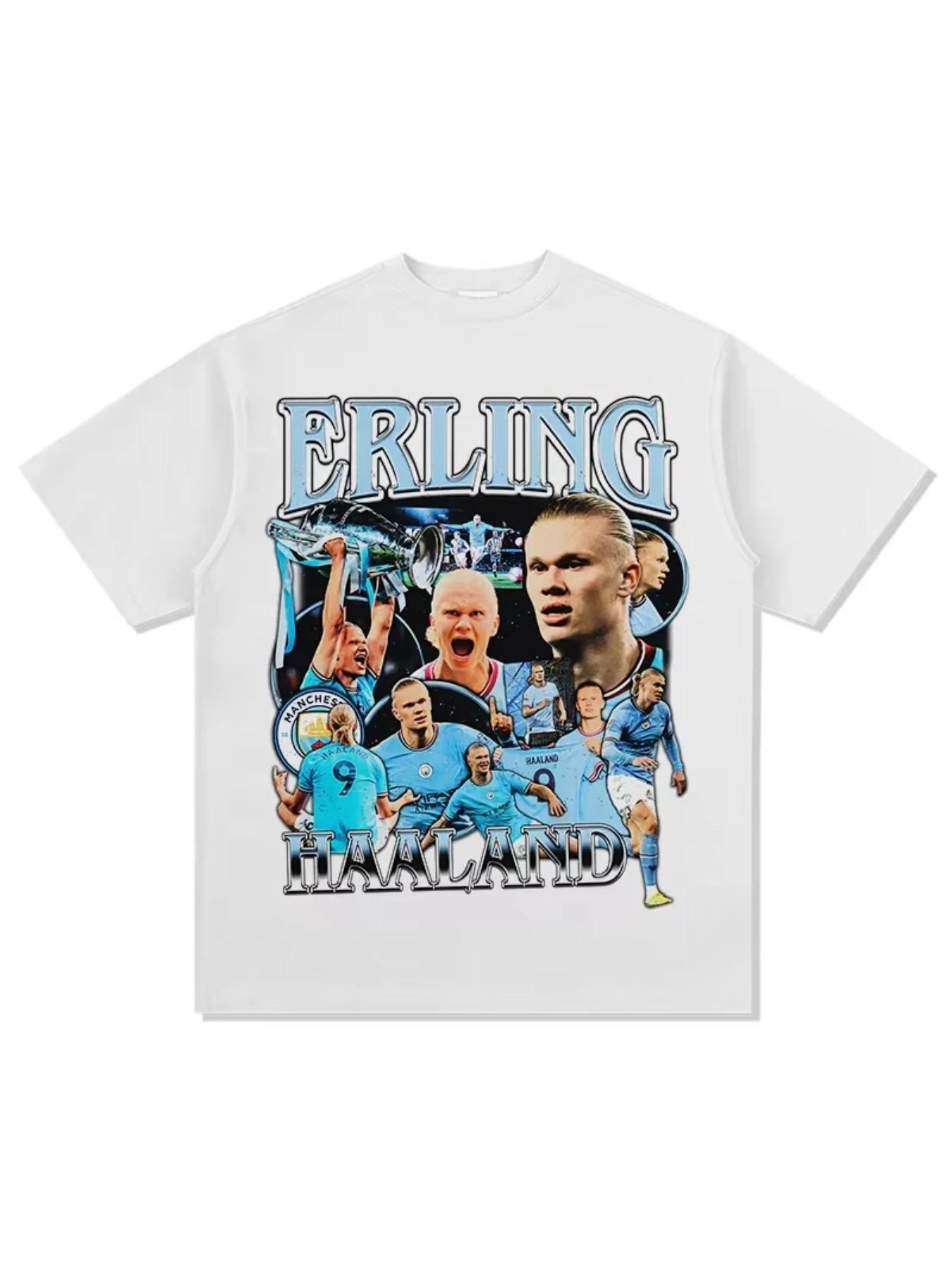 2026 Summer New Men's Top Erling Haaland Printed Y2K T-shirt Summer Sports Fashion Casual Short Sleeve T-shirt Men's and Women's Top Soft Skin friendly Suitable for All Seasons