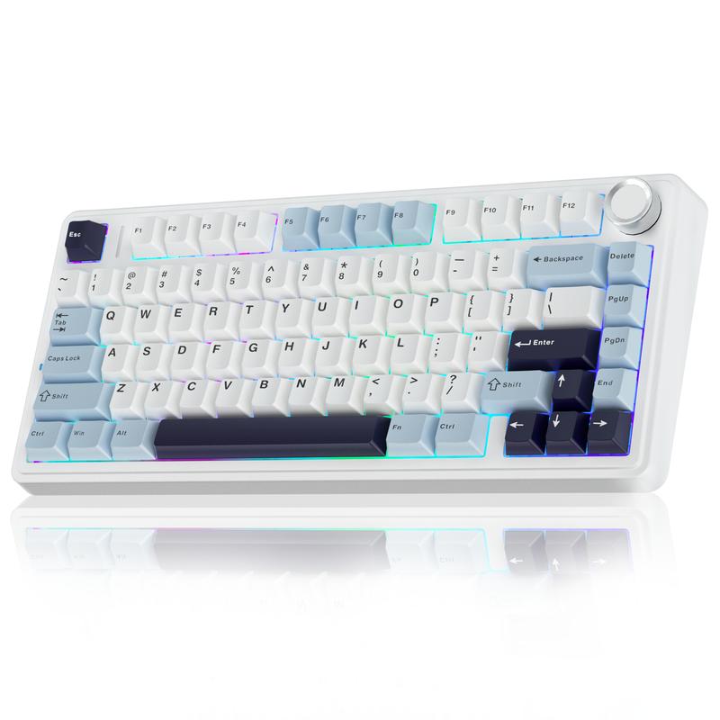 AULA F75 Keyboard 75 percent Wireless Mechanical Keyboard mouse combo, Gasket Hot Swappable Custom Keyboard, Multimedia Scroll Key RGB Rainbow Backlit, creamy keyboard, mouse set office computer volume knob gaming accessory keyboard set