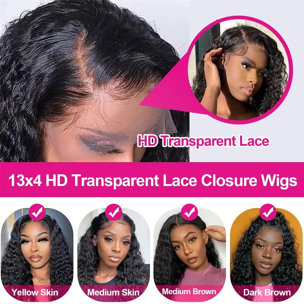 Cikana Hair 34 36 Inch 13x6 Hd Lace Frontal Wig Water Deep Wave Human Hair Wigs Brazilian 13x4 Lace Front Wig Curly Wigs 180 Density