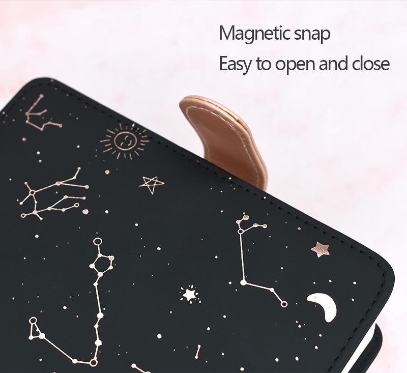 2026 A6 Undated Planner Notebook - 128 Pages 100GSM, Star Design, Synthetic Leather Cover, Bullet Journal, New Year Gift, Trendy Stationery