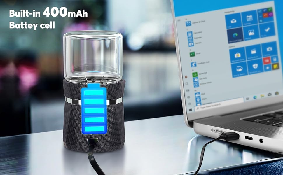 CAPTAIN Unique Electric Grinder, Small Spice Grinder Electric Grinders Mini Size 2x3.5inches with 2pcs 1.7oz/50ml Glass Jar Jar Portable Grinders Rechargeable Automatic Grinder