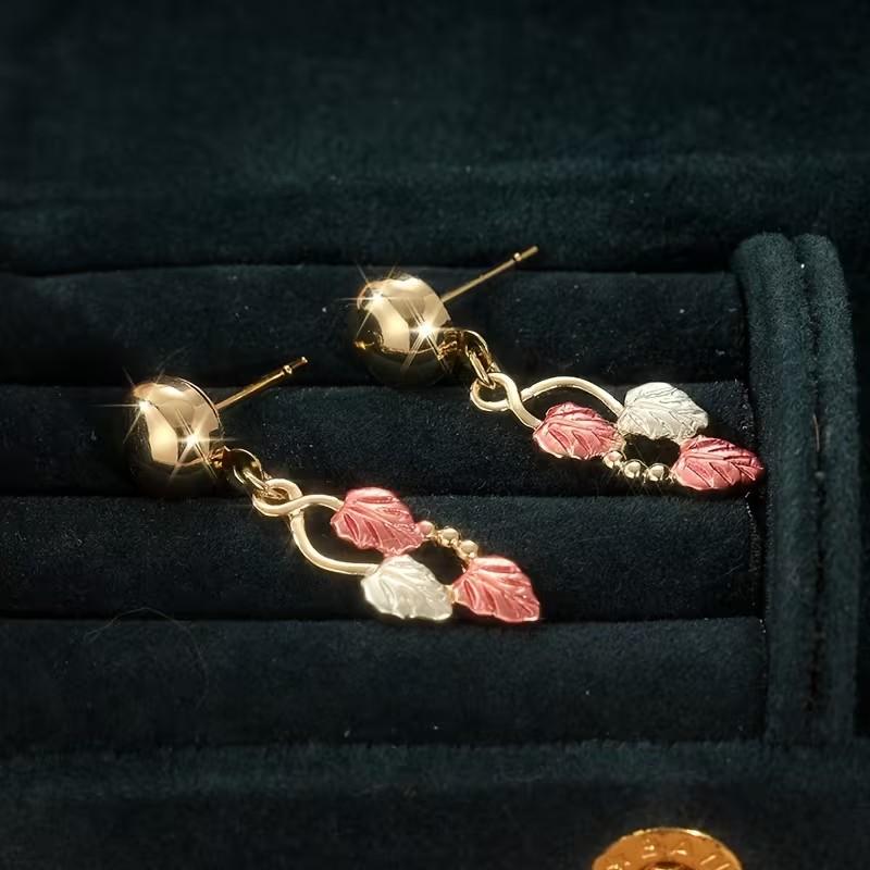 Boho Clover Earrings, Vintage Grape Leaf Design, Women's Fashion Silver Color Jewelry, All-Season Daily Wear, Casual Accessories