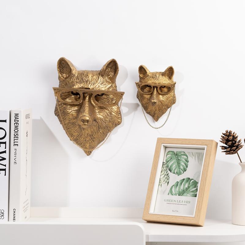 Animal Head Wall Decor, 1 Count Creative Animal Head Wall Mounted Decor, Resin Animal Head Wall Hanging Decor for Home Living Room Bedroom, Wall Hanging Ornament