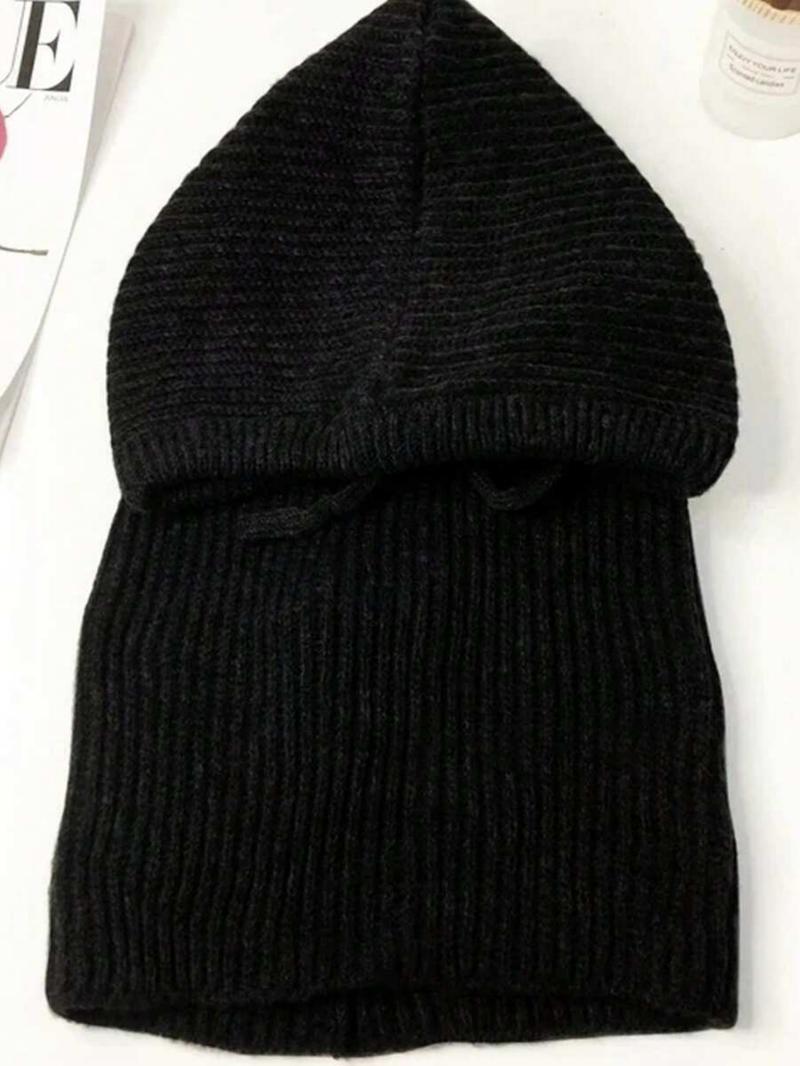 Women's Winter Hooded Scarf Beanie, Casual Fitted Knit Hat with Large Brim, Warm Fashionable Neck Warmer for Daily Wear, Knitting Beanie