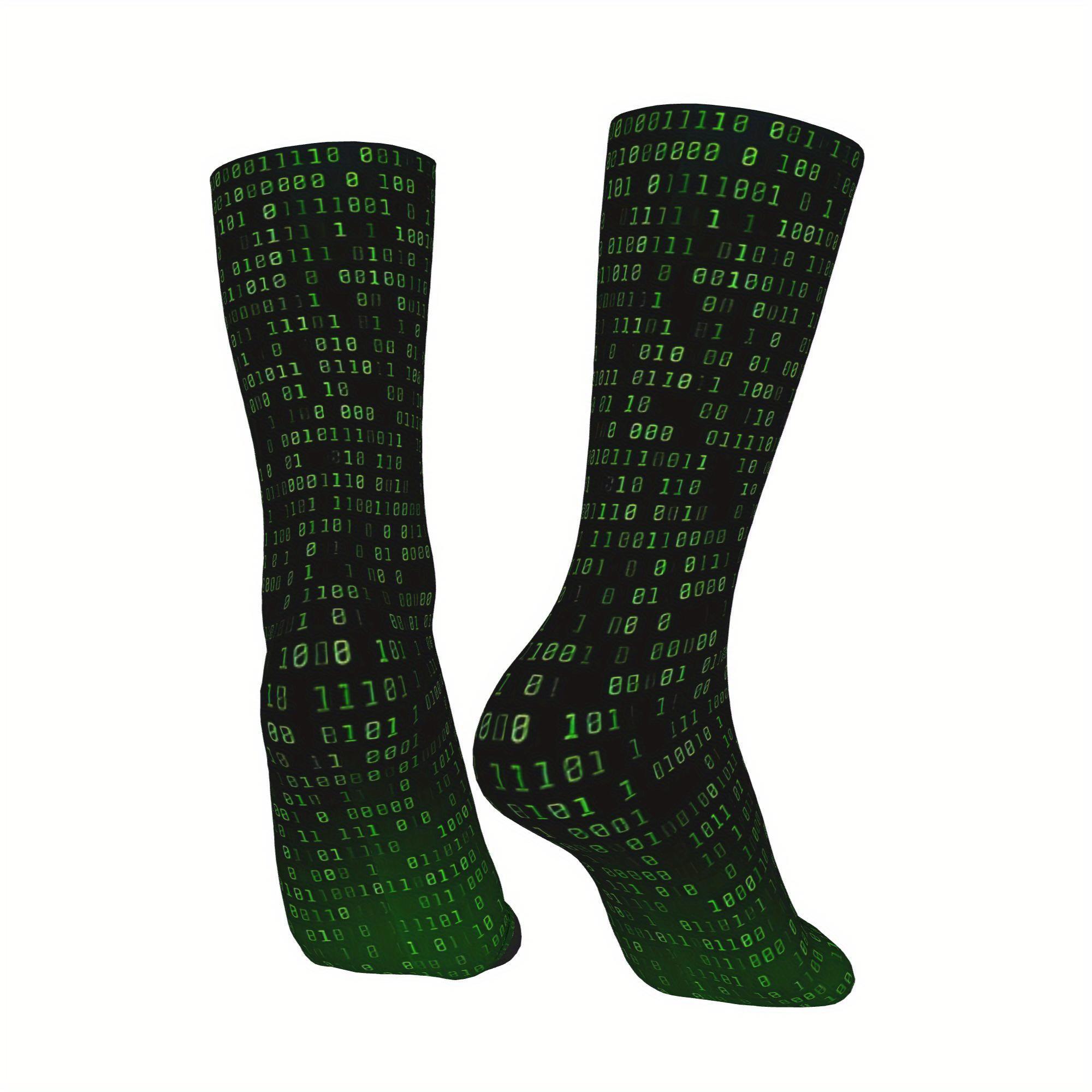 A Sock Featuring a Printed Design, Suitable for Linux And Python Coding Enthusiasts.