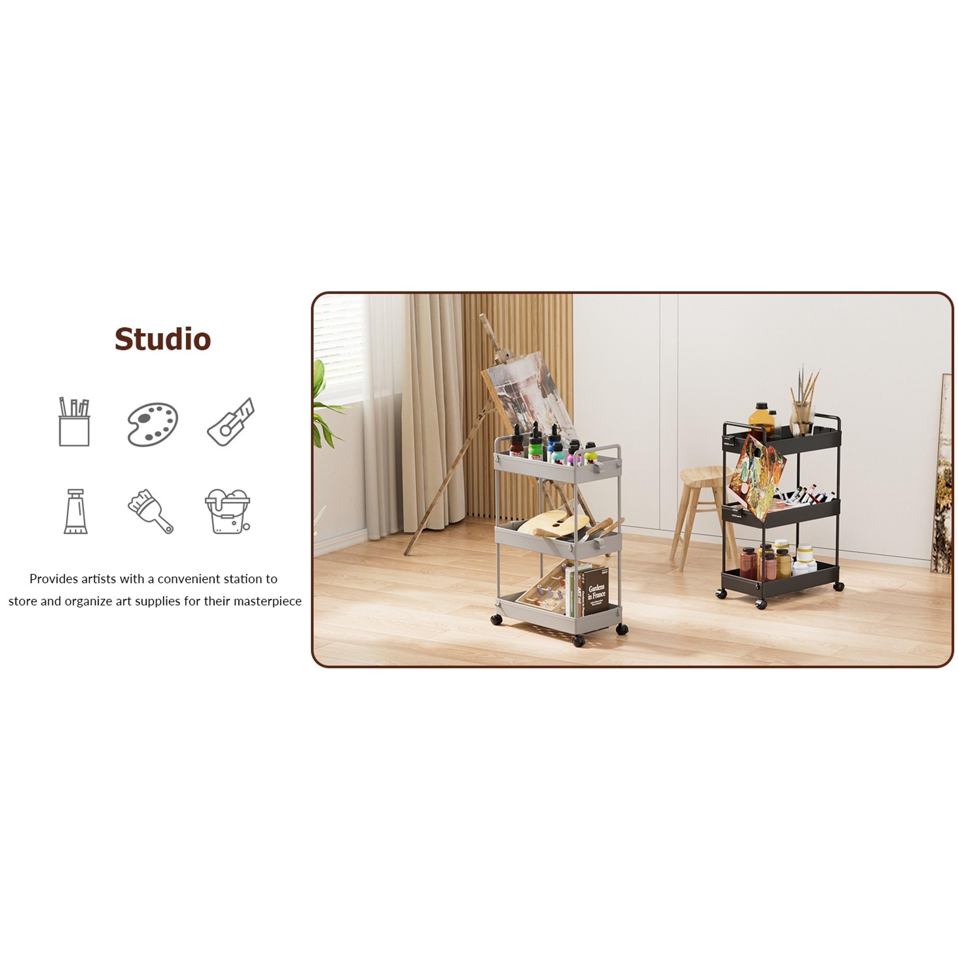3-Tier Slim Rolling Storage Cart with Wheels, White Utility Organizer for Bathroom, Laundry, Kitchen, Bedside & Dorm, Fits Art, Craft, Snack, Makeup, Nail, Diaper & Postpartum Baby SuppliesGift
