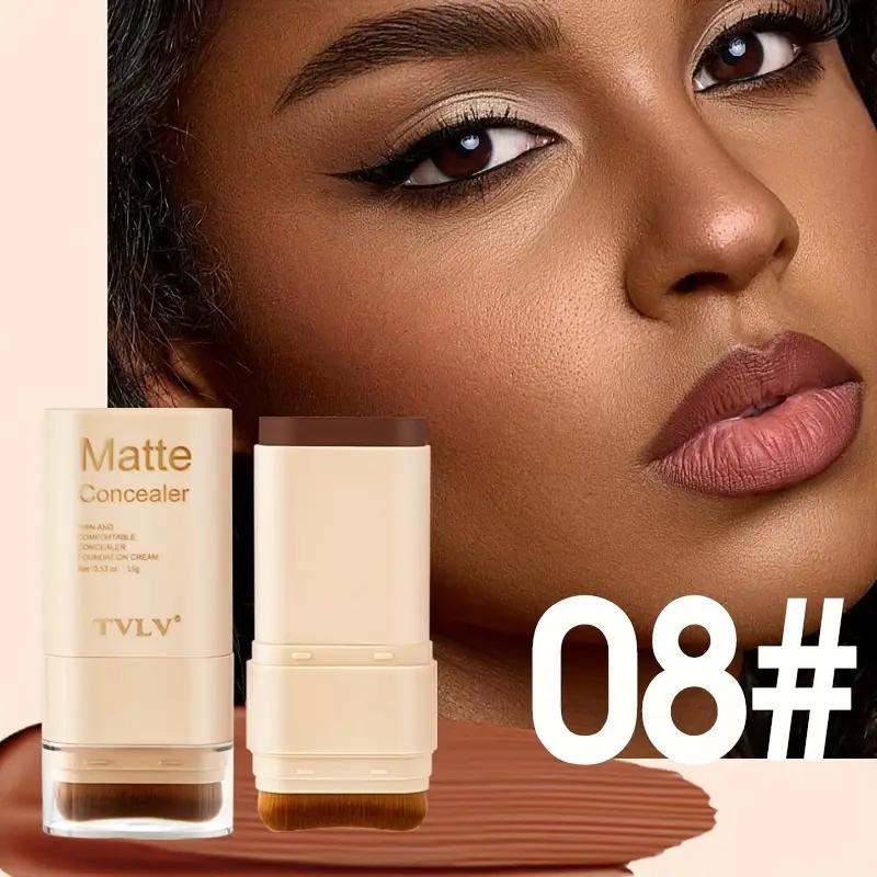 2-In-1 Foundation Concealer Stick, Long-Lasting Waterproof Matte Effect, Flawless Complexion, Internal Brush Head, Full Coverage Creamy Texture, Multi-Tones Available
