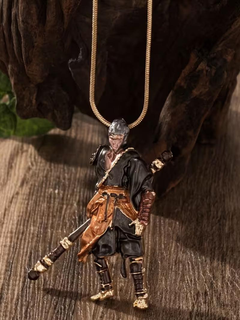 Mythical Goku Alloy Pendant Necklace, Vintage Dark Fantasy Design Snake Chain, Fashion Jewelry Gift for Valentine's Day New Year
