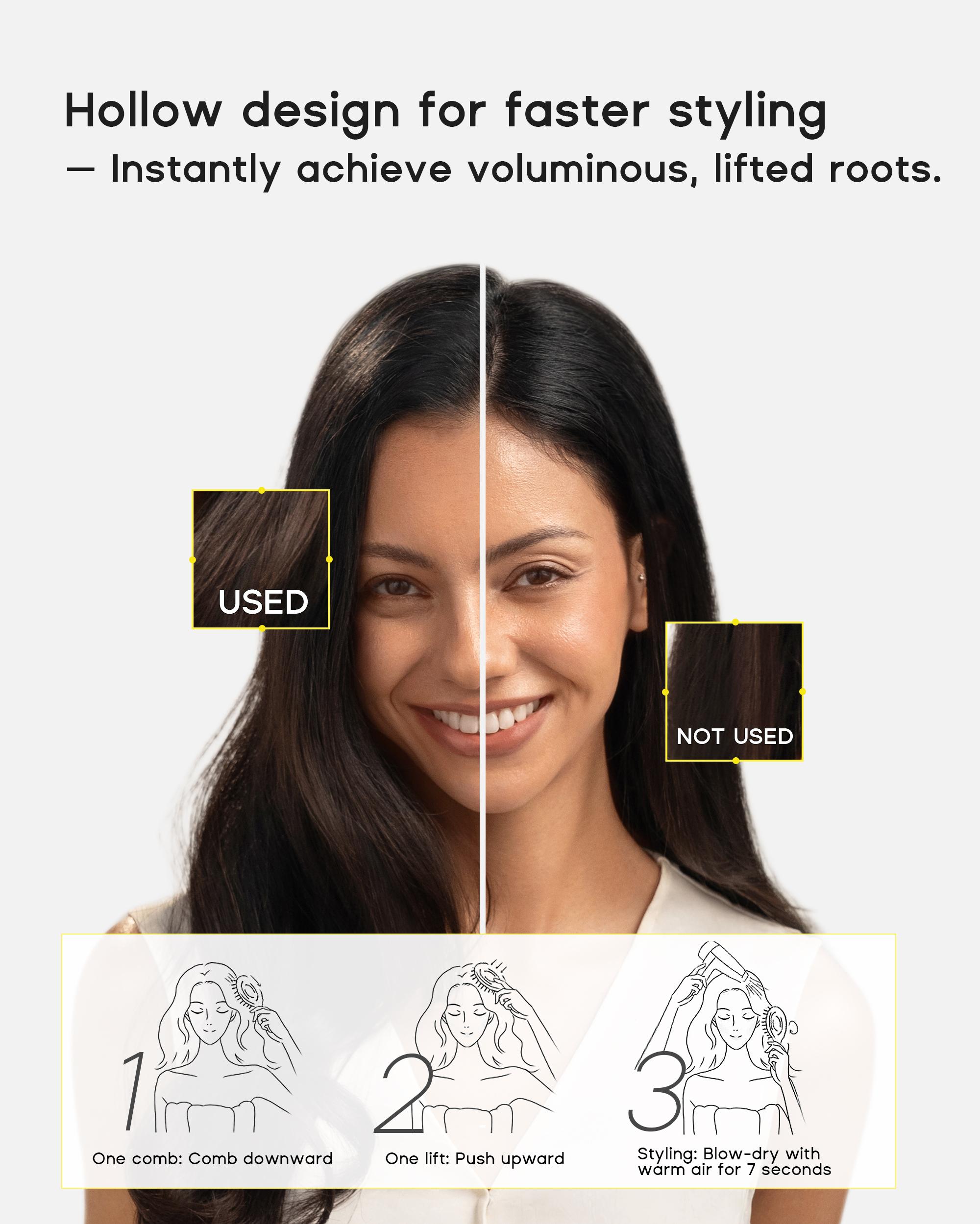 HALOVIDA Hollow Round Bristle Brush - Anti-Static Massage Brush for Enhanced Volume & Scalp Care,Pain-Free,Reduces Heat Damage, Ideal for Quick Drying and Voluminous Styling,Detangling Hairbrush Glossing Detangler,Pure,Boar bristle brush