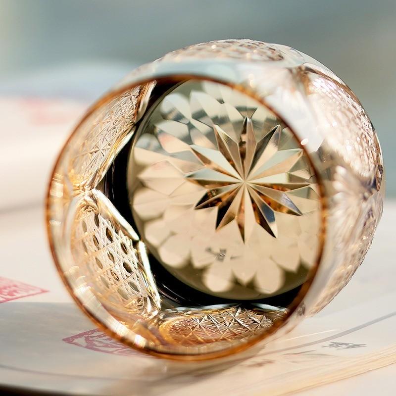 Handcrafted Edo Kiriko Crystal Whiskey Glass, 3-Color Colorful Glass, Luxury Gift Box, Perfect for Whisky Lovers, Unique Drinkware