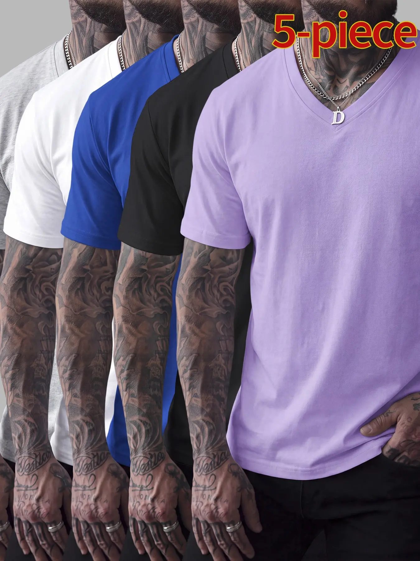 Light Purple + Black + Royal Blue + Camel + Gray
