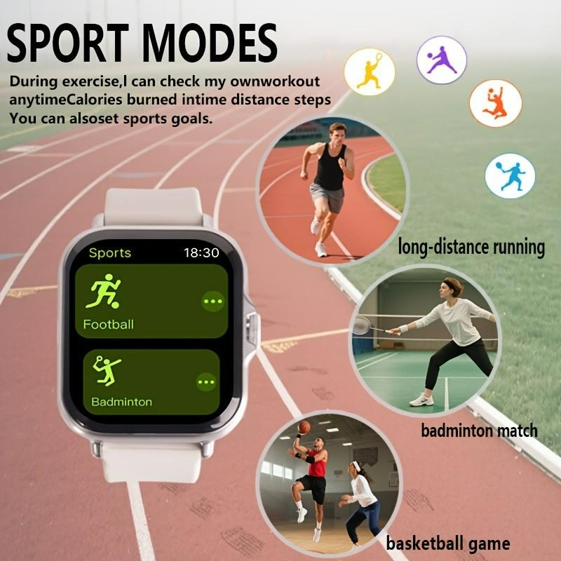 Multifunctional smartwatch for men and women - wireless call/text alerts, custom watch face, multiple sports modes, remote camera and music playback, metal body with silicone strap, compatible with Android and iPhone - perfect holiday gift