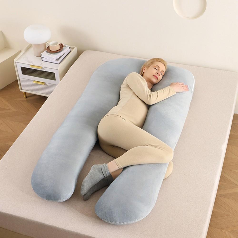 1 piece/kit Long U-shaped luxury all-encompassing embrace support pillow, British made, a comfortable sleep aid for pregnant women, ideal for back and side support.