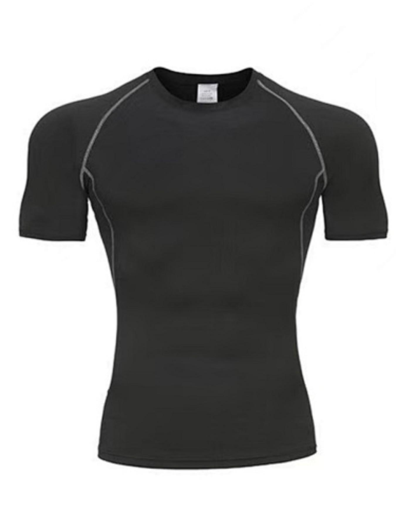 Men's Short Sleeve Compression Shirt, Quick-Dry Breathable Sport T-Shirt, Ideal for Gym, Running, Fitness, Athletic Underwear