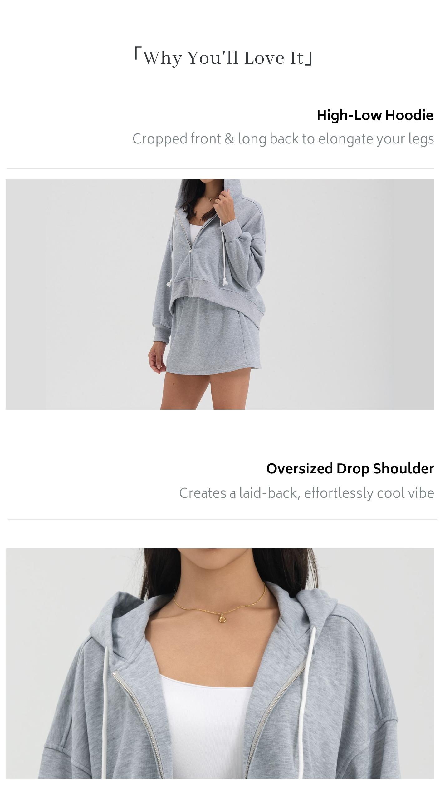 【Two Options, Not a Set】Florboom Women’s Oversized Hooded Zip Front Sweatshirt & Skirt Two Piece Set, Casual Long Sleeve Hoodie Top with Zipper, Elastic Waist Pocket Skirt, Relaxed Athleisure Outfit for Streetwear, Travel & Lounge,Valentine's Day