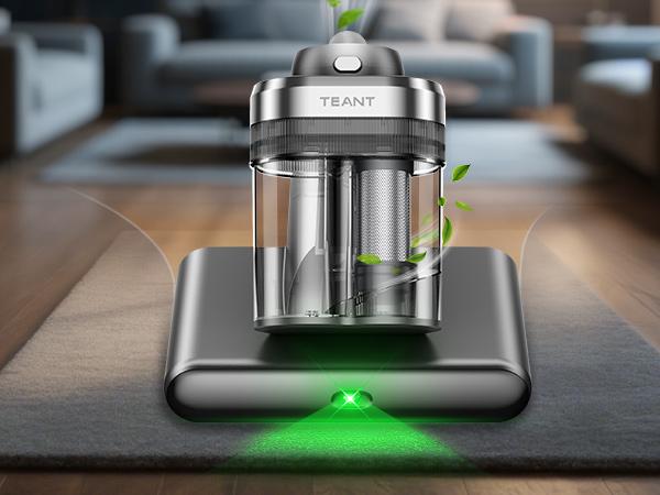 Teant Powerful Mattress Bed Vacuum Cleaner, 2-Speed (14kPa/18kPa) Mattress Vacuum with Green Light Dust Detection, 253.7nm UV-C Light, LED Display, HEPA Filter, 149℉ Heat, Aroma for Bed Couch Carpet