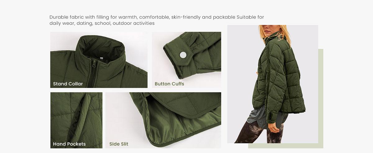 Molitree Women's Oversized Splice Quilted Lightweight Puffer Jacket Casual Padded Coat