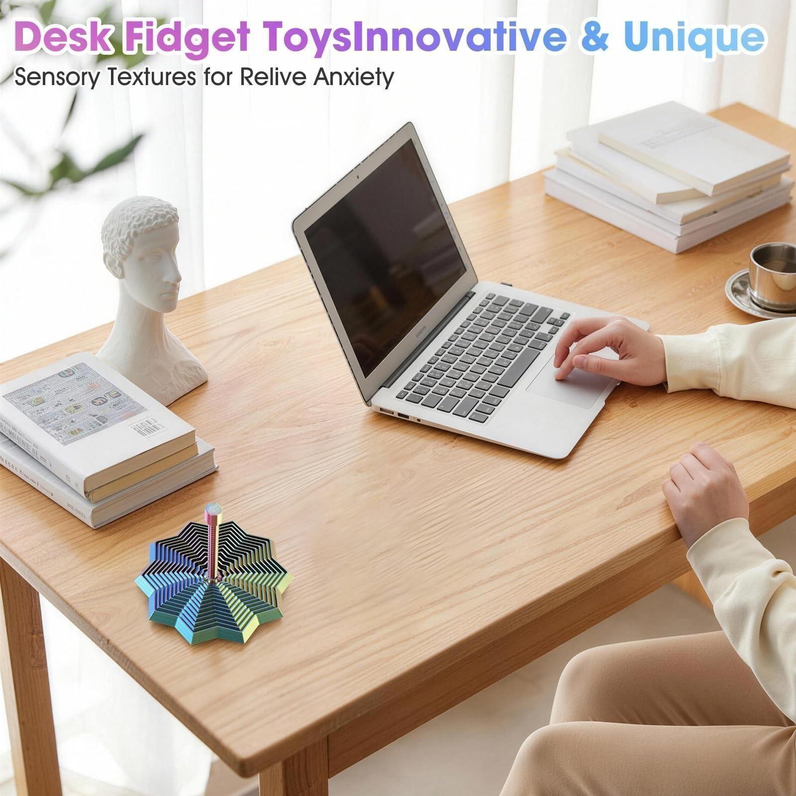 Rainbow Spiral Geometric Pyramid Stress Relief Toy, Expandable Stretch Spring Fun, Colorful Sensory Universal Toy for Desk Games