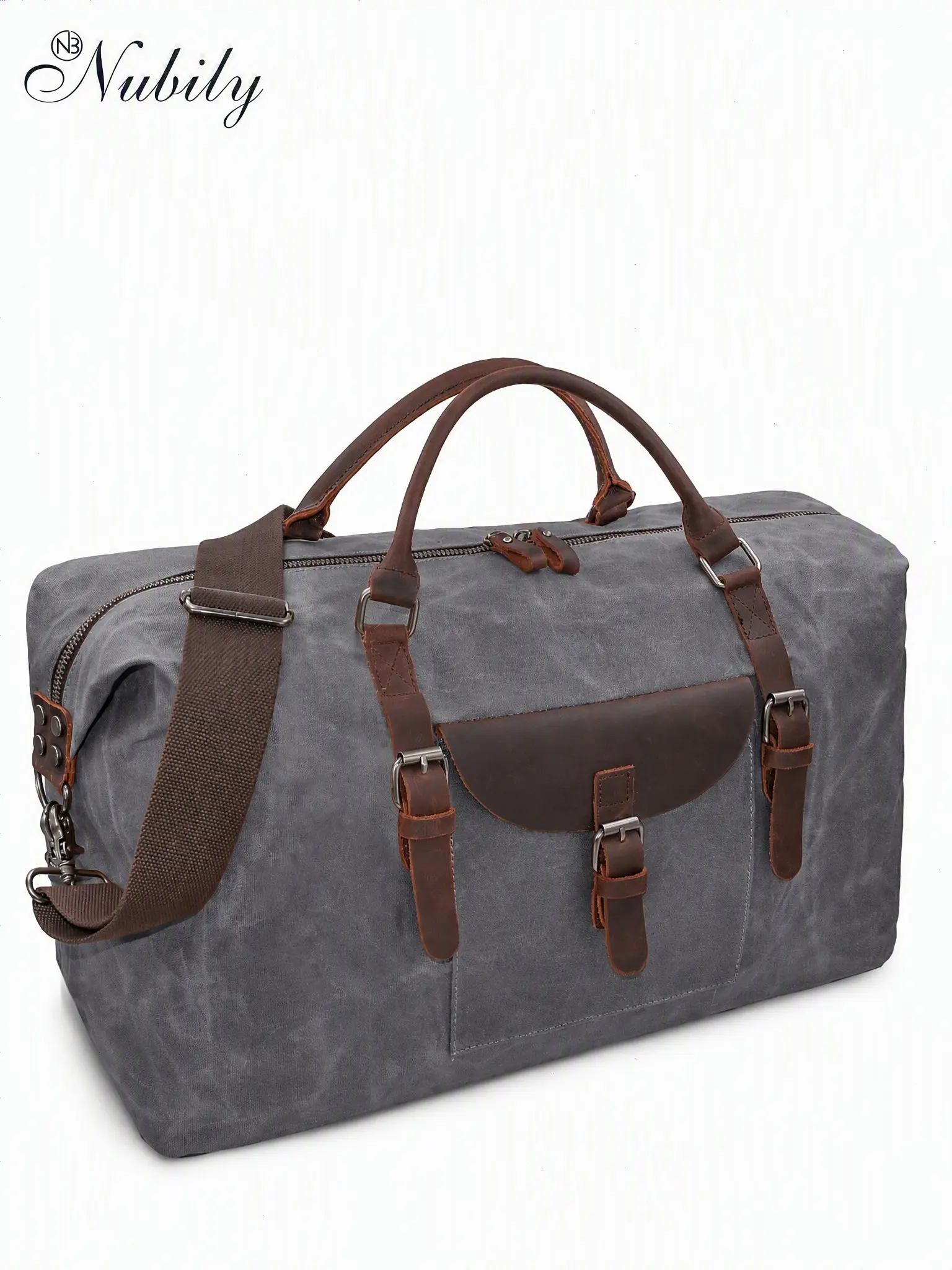 55L Travel Duffel Bag, Waterproof Waxed Canvas & Leather, Large Carry-On Overnight Bag, Ideal for 4-5 Day Trips & Weekend Getaways