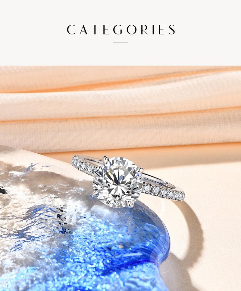 3CT Round Cut Synthetic Moissanite Ring  Wedding Rings for Women Daily Wearing in For Birthday Gift Party R024